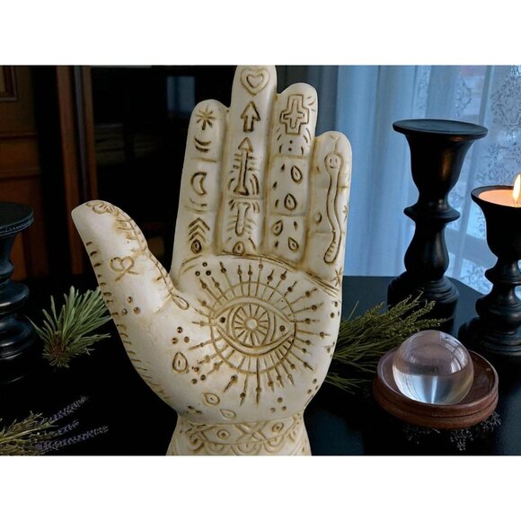 Mystical Witchy Palmistry Hand Statue Palm Reading Boho Psychic Decor 5" - Picture 6 of 9